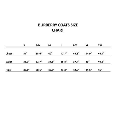 burberry shirt size chart